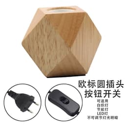 image-Diamond table lamp E27 screw wood lamp holder solid wood flat plug round plug British three-pin plug wooden table lamp