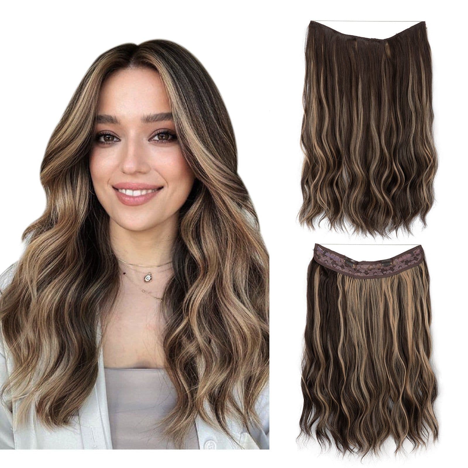 image-European and American women's one-piece water ripple long wave volume fluffy lazy man chemical fiber fishing line hair FISH LINE HAIR
