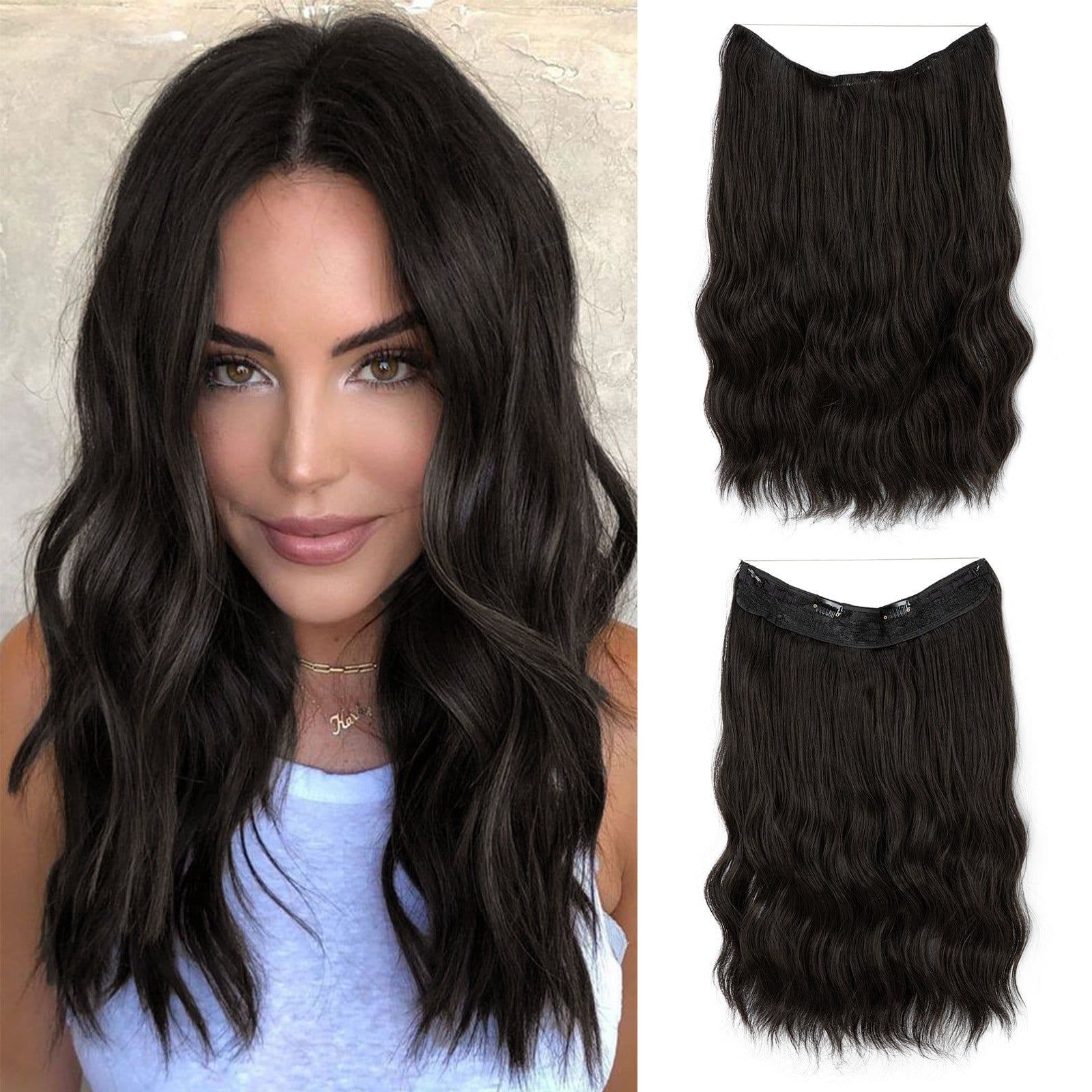 image-European and American women's one-piece water ripple long wave volume fluffy lazy man chemical fiber fishing line hair FISH LINE HAIR