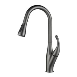 image-All-copper hot and cold height pull-out faucet dual-mode water-stop vegetable basin sink sink gun gray kitchen faucet