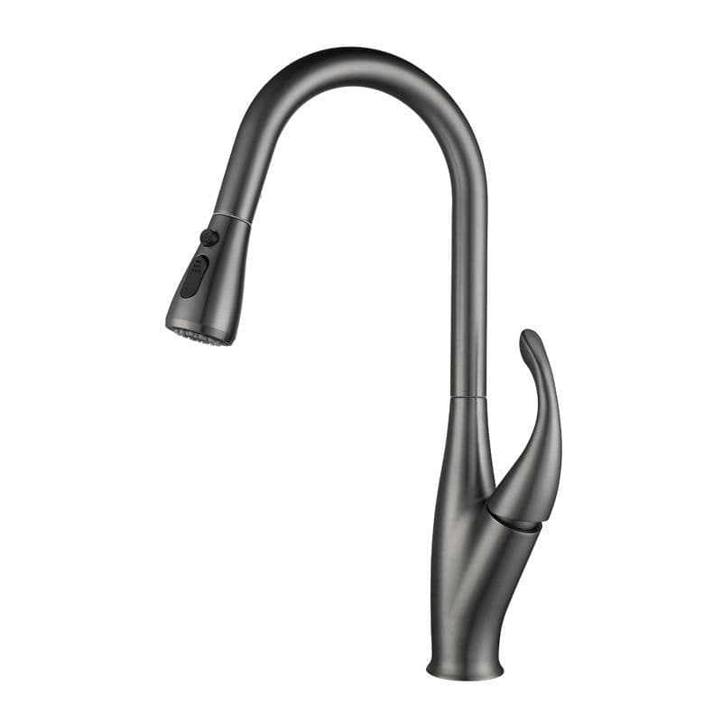 image-All-copper hot and cold height pull-out faucet dual-mode water-stop vegetable basin sink sink gun gray kitchen faucet