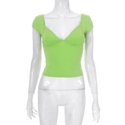 image-X22TP562 European and American clothing 2023 spring and summer new solid color low-cut short-sleeved casual tops Amazon wholesale