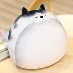 image-Japanese soft and cute plush toy doll, funny teal cat covering face, cute and fat cat with balls, Siamese cat gift