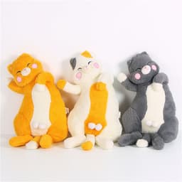 image-Japanese soft and cute plush toy doll, funny teal cat covering face, cute and fat cat with balls, Siamese cat gift