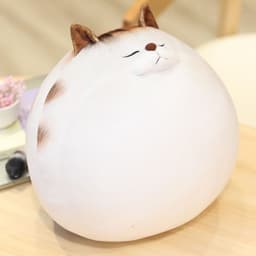 image-Japanese soft and cute plush toy doll, funny teal cat covering face, cute and fat cat with balls, Siamese cat gift