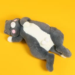 image-Japanese soft and cute plush toy doll, funny teal cat covering face, cute and fat cat with balls, Siamese cat gift