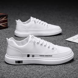 image-Breathable white shoes men's 2022 new Korean version trendy casual men's trendy shoes white shoes leather panel shoes autumn live broadcast