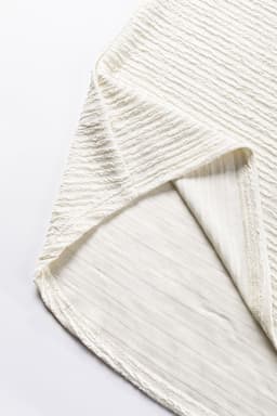 image-Khaki Textured Wide Sleeve V Neck T Shirt