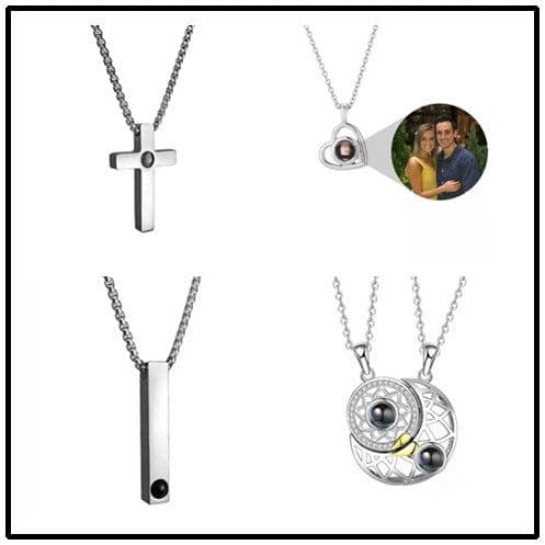 image-Cross-border projection necklace 100 languages I love you photo text custom pendant Christmas Valentine's Day gift