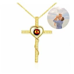 image-Cross-border projection necklace 100 languages I love you photo text custom pendant Christmas Valentine's Day gift