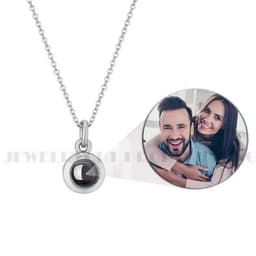 image-Cross-border projection necklace 100 languages I love you photo text custom pendant Christmas Valentine's Day gift