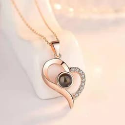 image-Cross-border projection necklace 100 languages I love you photo text custom pendant Christmas Valentine's Day gift