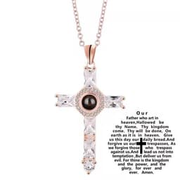 image-Cross-border projection necklace 100 languages I love you photo text custom pendant Christmas Valentine's Day gift