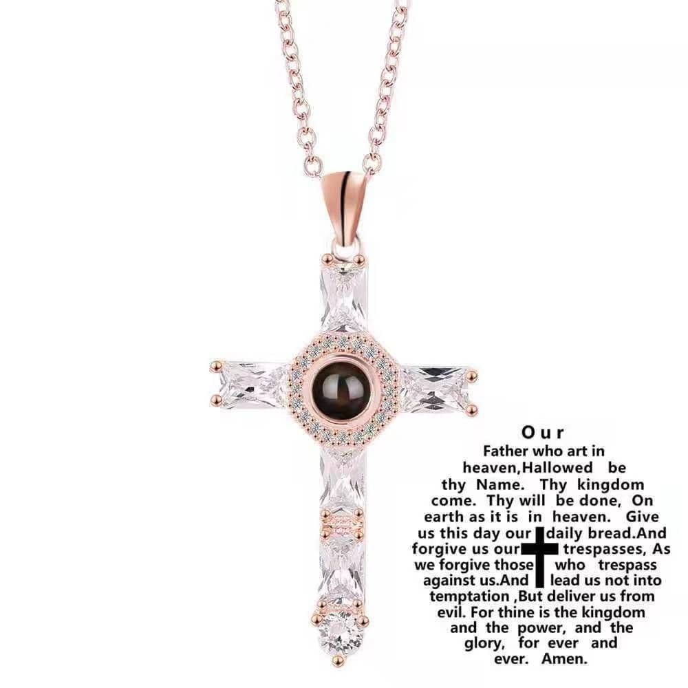 image-Cross-border projection necklace 100 languages I love you photo text custom pendant Christmas Valentine's Day gift