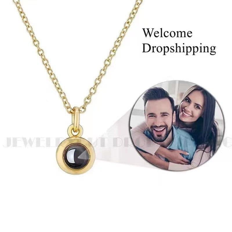 image-Cross-border projection necklace 100 languages I love you photo text custom pendant Christmas Valentine's Day gift