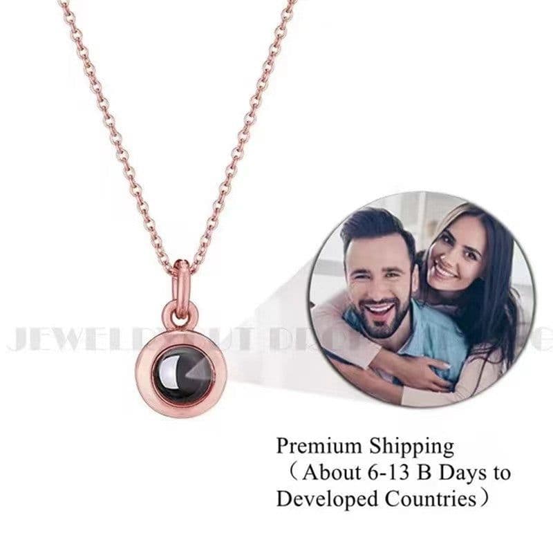 image-Cross-border projection necklace 100 languages I love you photo text custom pendant Christmas Valentine's Day gift