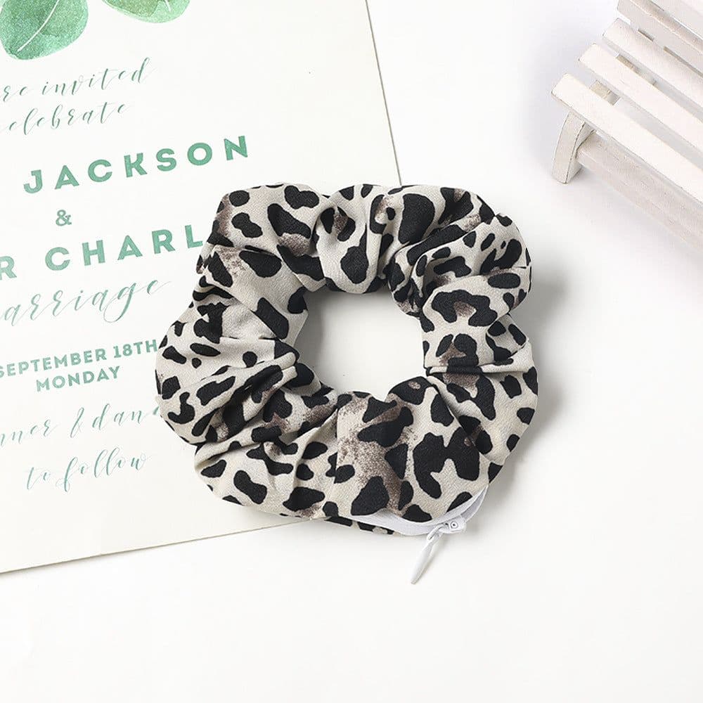 image-Qiyue Europe and America zipper intestine ring cross-border Amazon head ring wholesale fashion storm point leopard print hair ring hair accessories