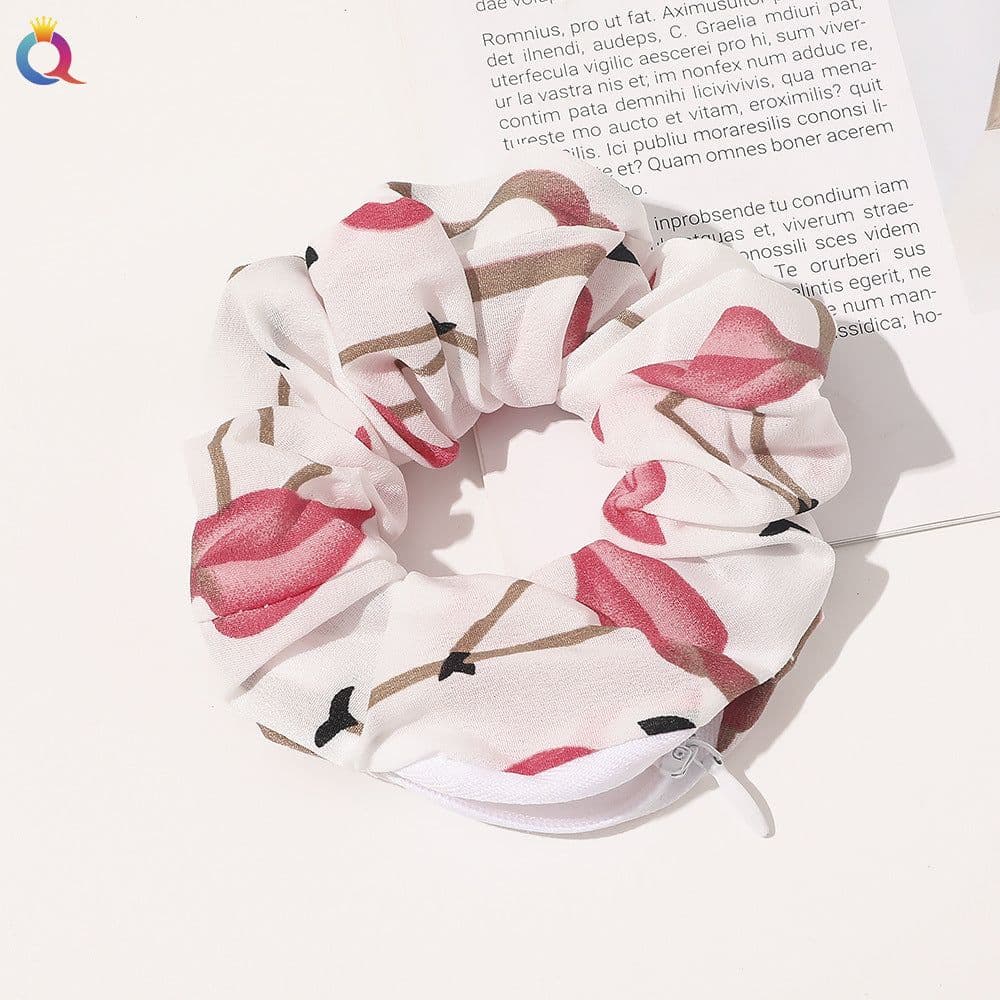 image-Qiyue Europe and America zipper intestine ring cross-border Amazon head ring wholesale fashion storm point leopard print hair ring hair accessories