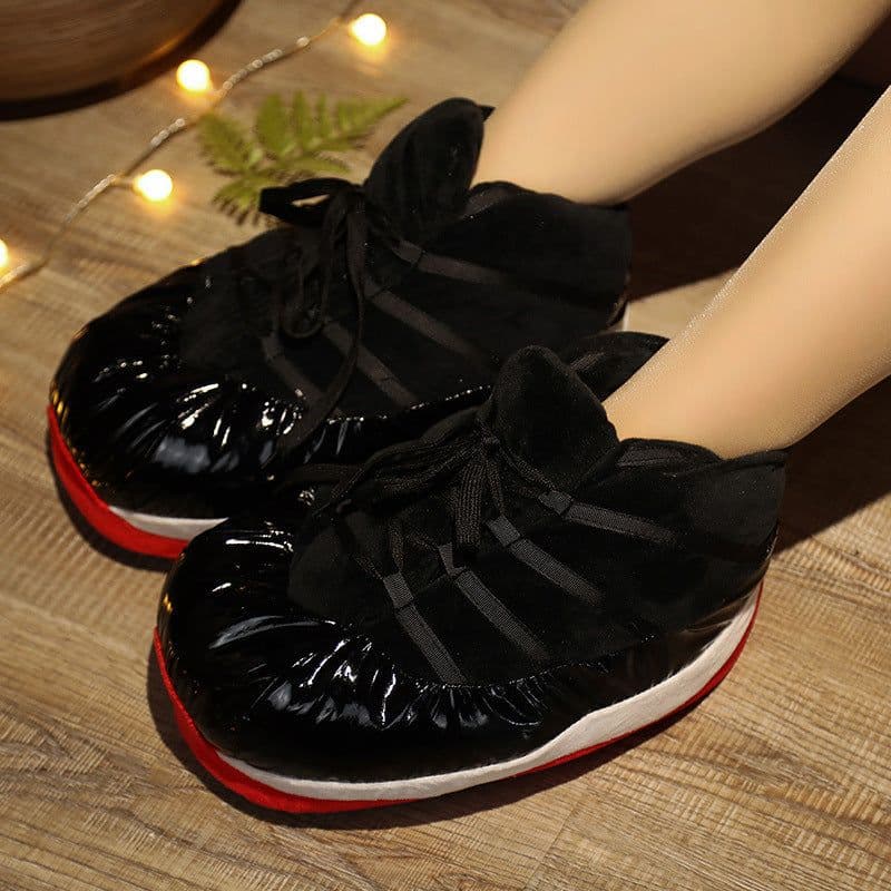 image-Douyin coconut cotton slippers back to the future glowing cotton shoes aj1 black red spoof warm home cotton slippers wholesale