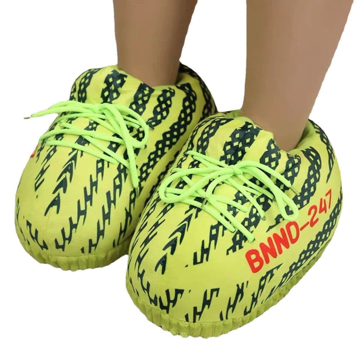 image-Douyin coconut cotton slippers back to the future glowing cotton shoes aj1 black red spoof warm home cotton slippers wholesale