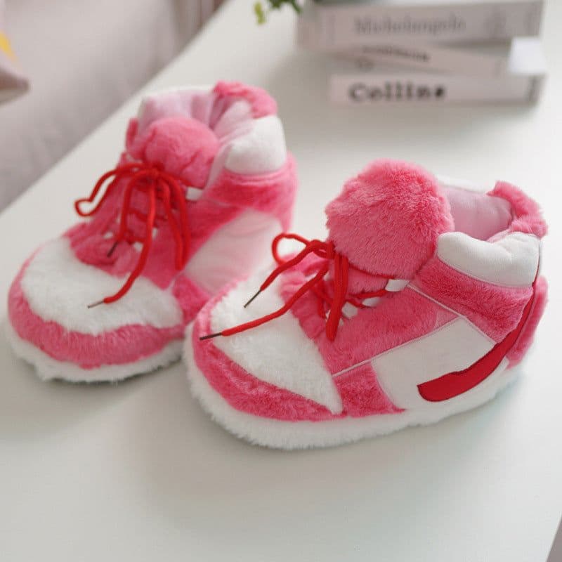 image-Douyin coconut cotton slippers back to the future glowing cotton shoes aj1 black red spoof warm home cotton slippers wholesale