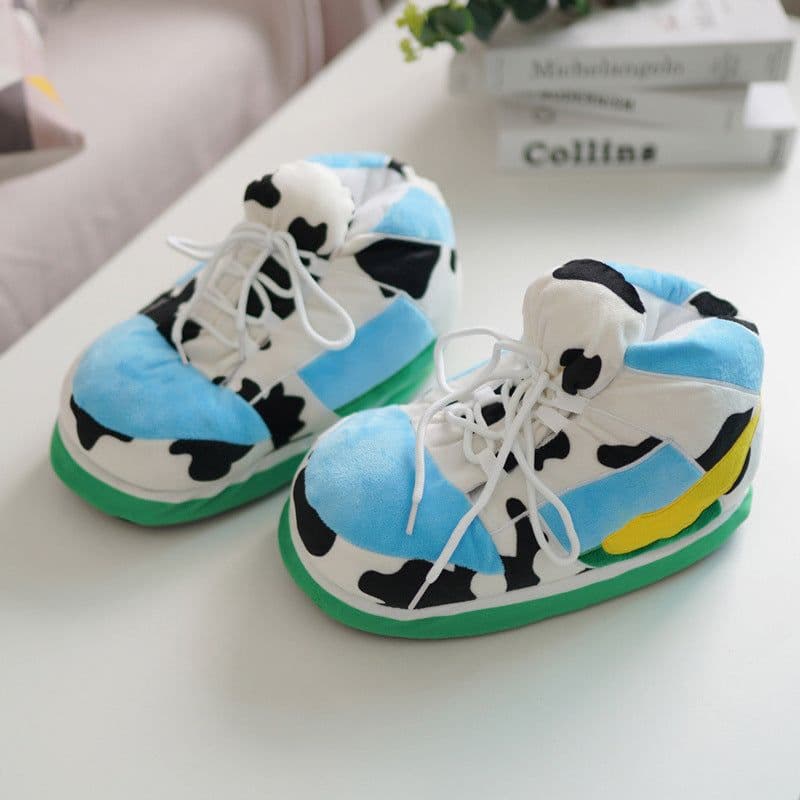 image-Douyin coconut cotton slippers back to the future glowing cotton shoes aj1 black red spoof warm home cotton slippers wholesale