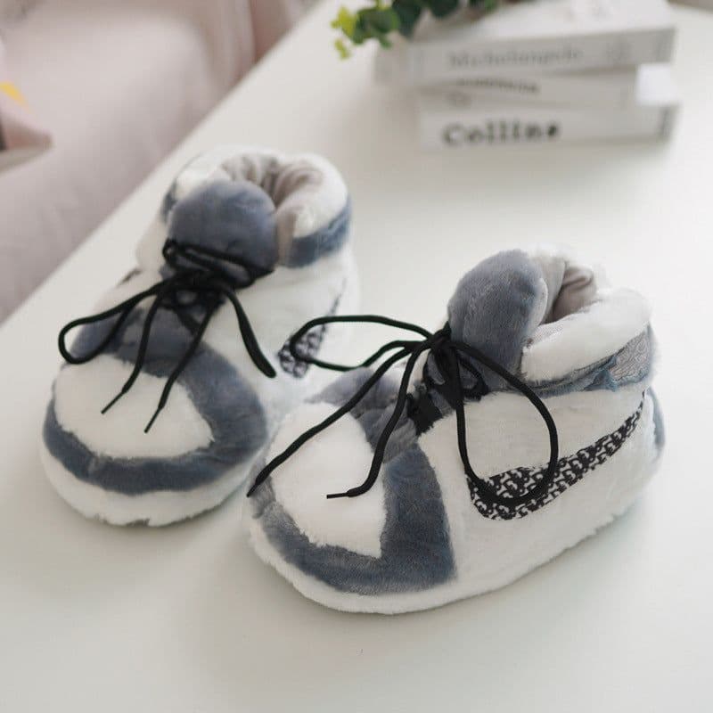 image-Douyin coconut cotton slippers back to the future glowing cotton shoes aj1 black red spoof warm home cotton slippers wholesale