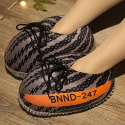 image-Douyin coconut cotton slippers back to the future glowing cotton shoes aj1 black red spoof warm home cotton slippers wholesale