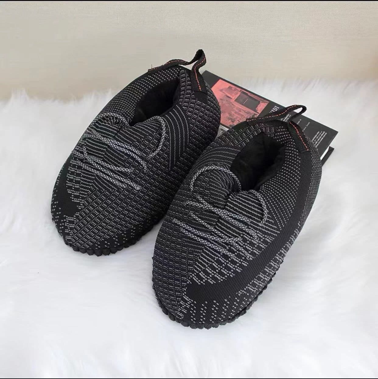 image-Douyin coconut cotton slippers back to the future glowing cotton shoes aj1 black red spoof warm home cotton slippers wholesale