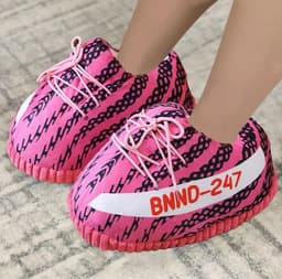 image-Douyin coconut cotton slippers back to the future glowing cotton shoes aj1 black red spoof warm home cotton slippers wholesale