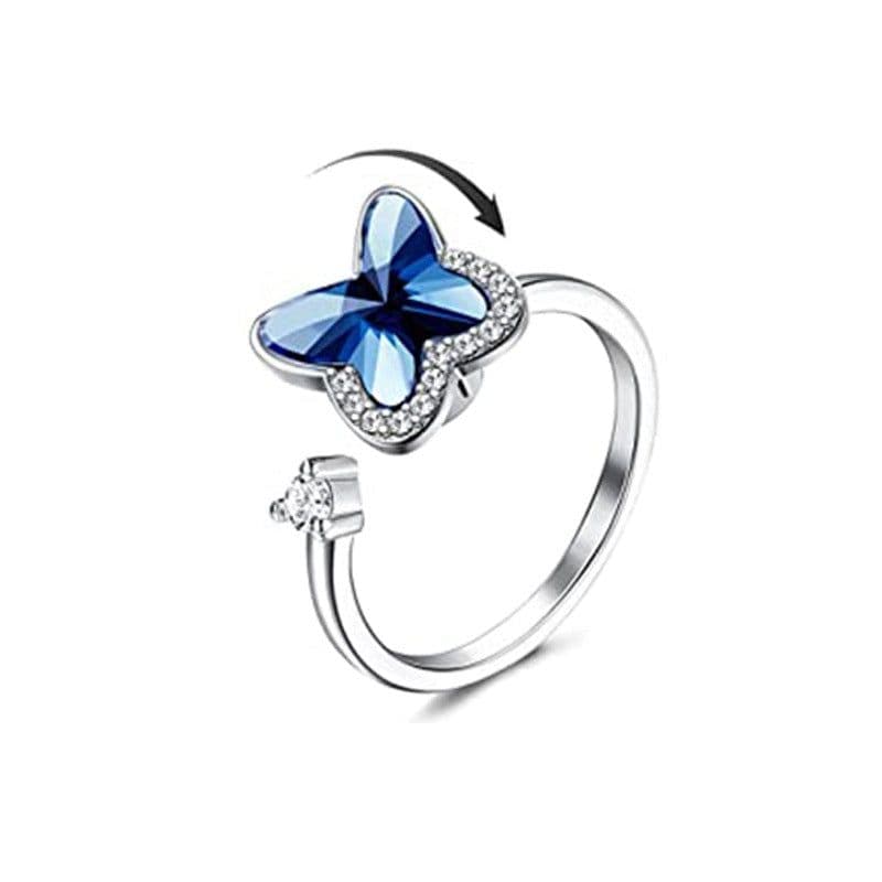 image-Amazon European and American cross-border explosion models rotatable live ring anti-anxiety decompression micro-encrusted zircon ring female