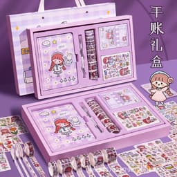 image-Ziyi cartoon Japanese hand ledger set girl heart gift box hand ledger material high-value notebook tape sticker