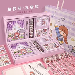 image-Ziyi cartoon Japanese hand ledger set girl heart gift box hand ledger material high-value notebook tape sticker