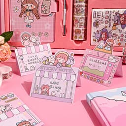 image-Ziyi cartoon Japanese hand ledger set girl heart gift box hand ledger material high-value notebook tape sticker