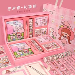 image-Ziyi cartoon Japanese hand ledger set girl heart gift box hand ledger material high-value notebook tape sticker