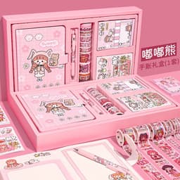 image-Ziyi cartoon Japanese hand ledger set girl heart gift box hand ledger material high-value notebook tape sticker