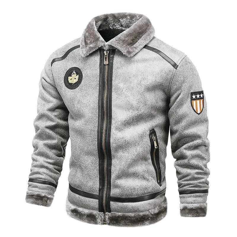 image-wish cross-border foreign trade new style plus velvet fur one-piece casual lapel young men's jacket winter large size jacket