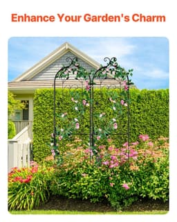 image-VEVOR Garden Trellis for Climbing Plants, 60 x 15 in, 2 Packs Rustproof Metal Garden Flower Trellis, Outdoor Climbing Rose Trellis Cucumbers Support, Decorative Clematis Trellis for Courtyards Lawns