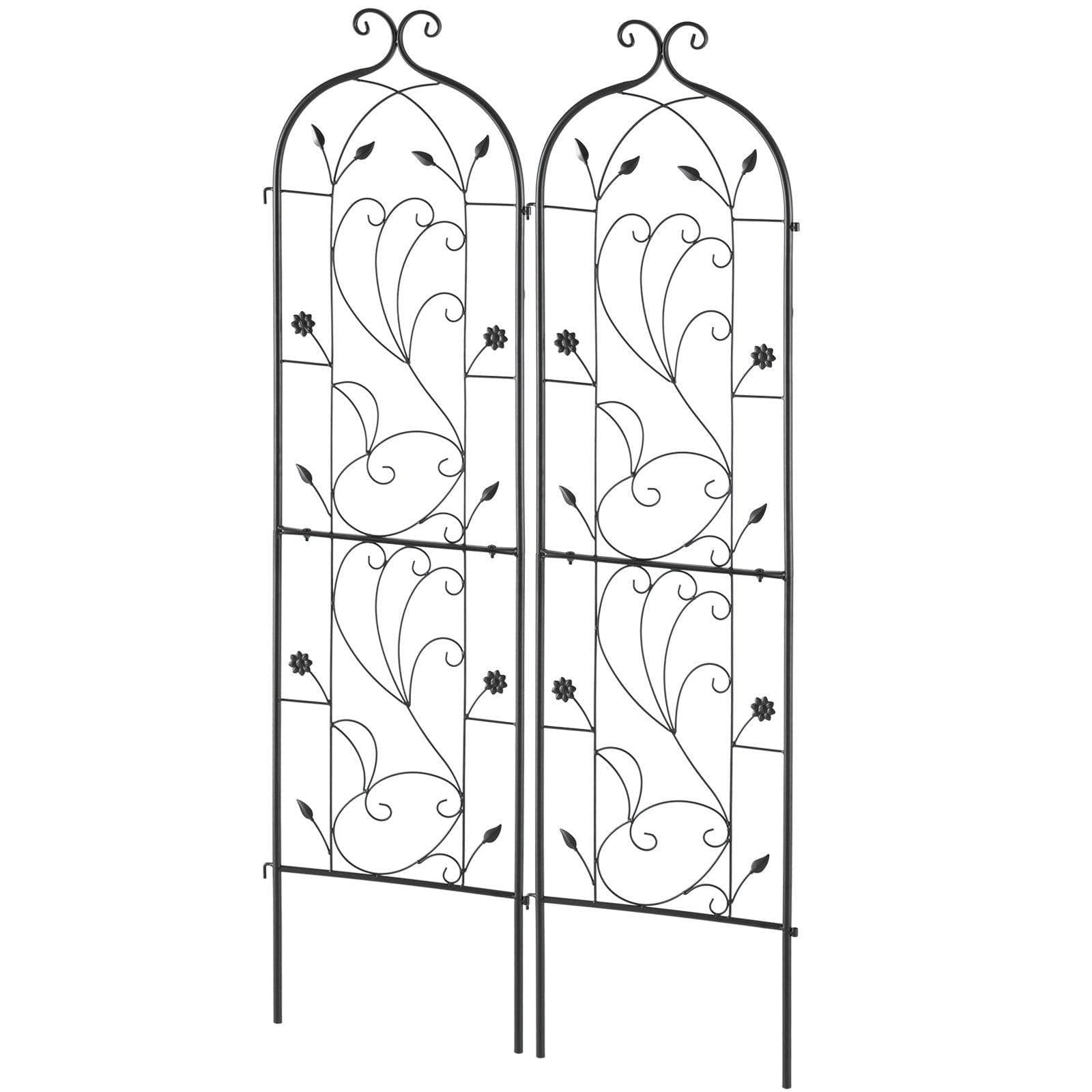 image-VEVOR Garden Trellis for Climbing Plants, 60 x 15 in, 2 Packs Rustproof Metal Garden Flower Trellis, Outdoor Climbing Rose Trellis Cucumbers Support, Decorative Clematis Trellis for Courtyards Lawns