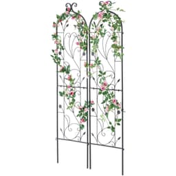 image-VEVOR Garden Trellis for Climbing Plants, 60 x 15 in, 2 Packs Rustproof Metal Garden Flower Trellis, Outdoor Climbing Rose Trellis Cucumbers Support, Decorative Clematis Trellis for Courtyards Lawns