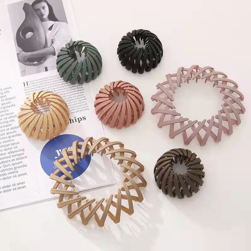 image-Cross-border best-selling bird's nest plate hair iron bird's nest hair ring Korean hair accessories meatball head high ponytail lazy jewelry clip