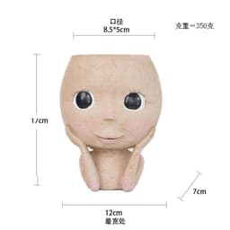 image-Closed-eyed doll character resin flower pot white creative art statue sculpture decoration Nordic style decoration wholesale