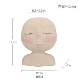image-Closed-eyed doll character resin flower pot white creative art statue sculpture decoration Nordic style decoration wholesale