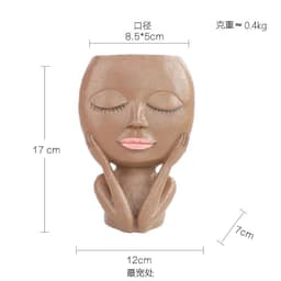 image-Closed-eyed doll character resin flower pot white creative art statue sculpture decoration Nordic style decoration wholesale
