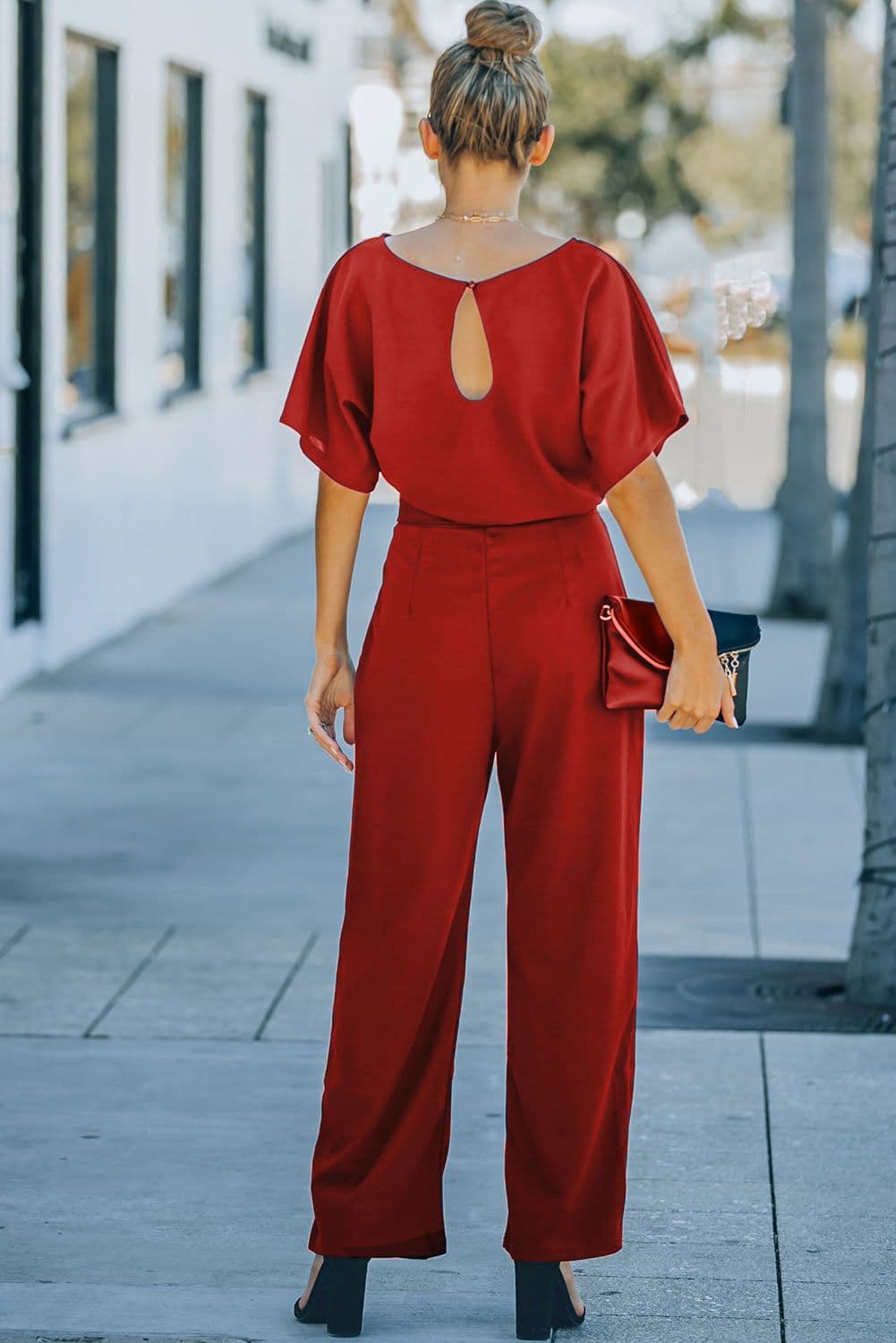 image-Black Belted Wide Leg Jumpsuit