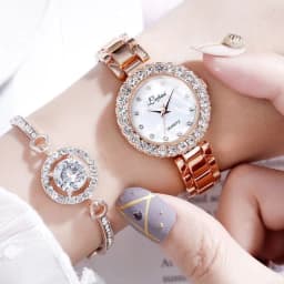 image-Watches-Set Bangle Clock Bracelet Wrist-Watch Quartz Women Fashion Ladies Brand Luxury