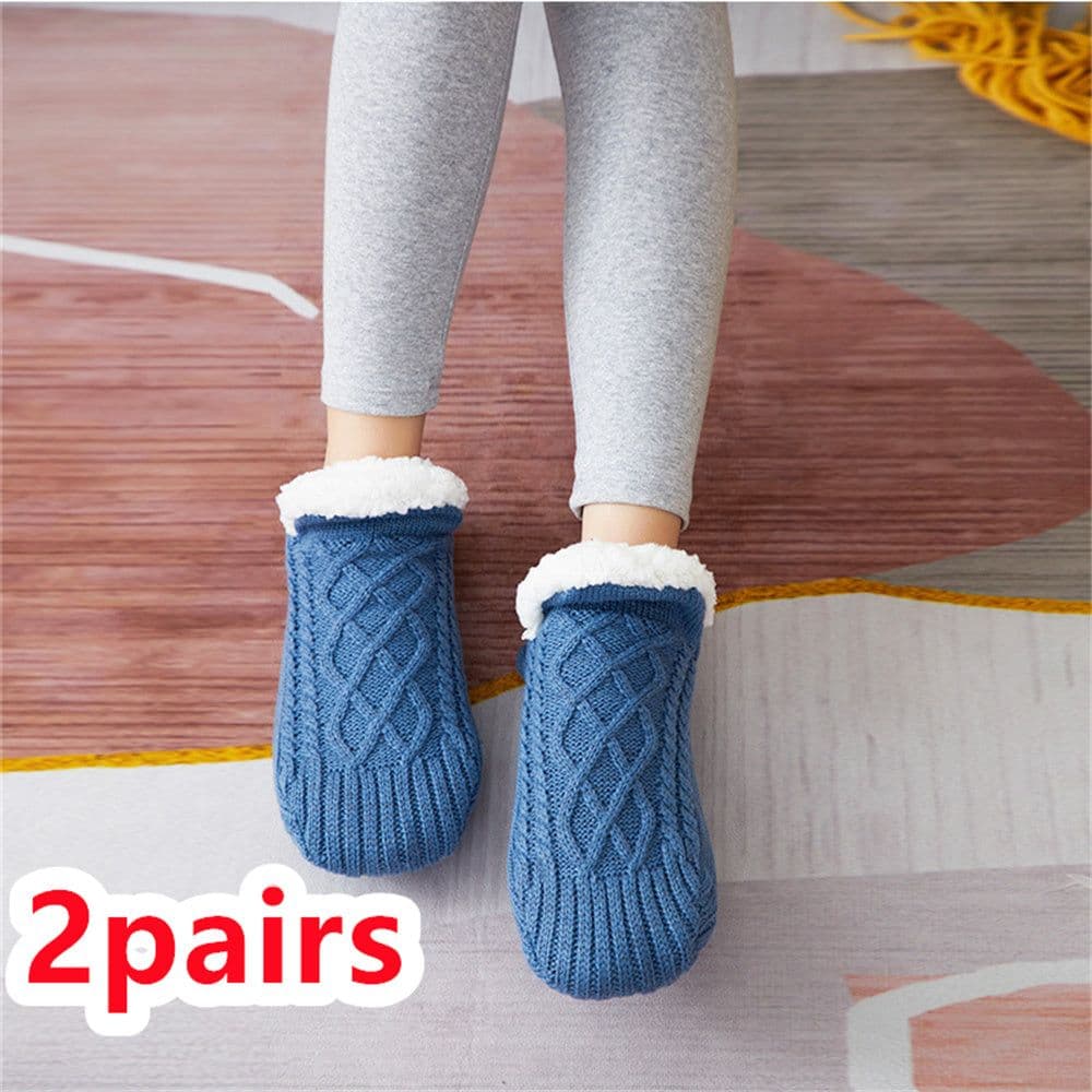 image-Winter Woolen Socks Women Thicken Warm Home Bedroom Socks Slippers Men Non-slip Foot Warmer Snow Socks Calcetines Mujer