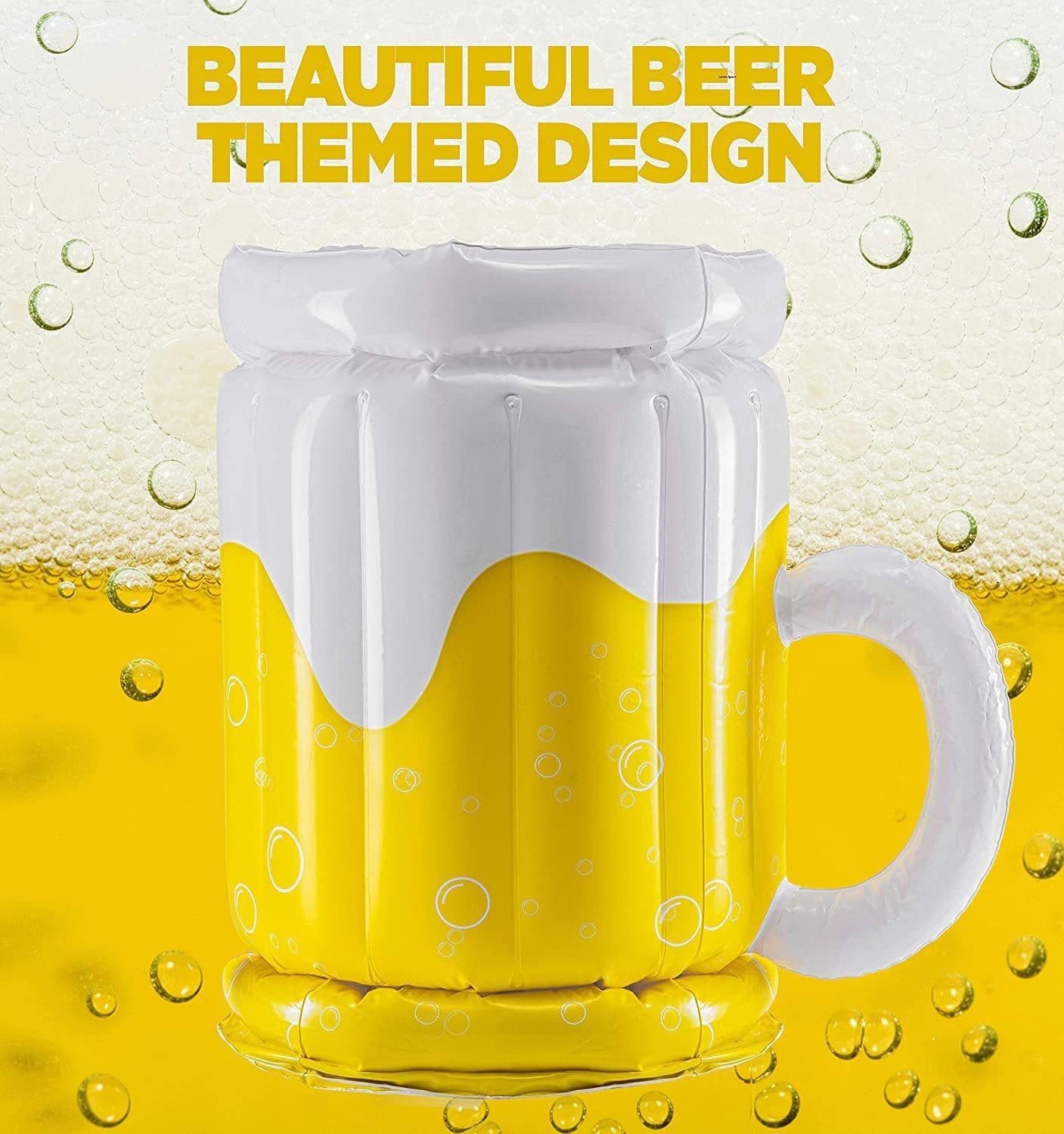 image-Large Inflatable Beer Mug Cooler Pool Float Drink Cooler