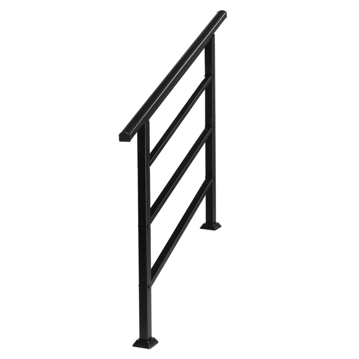 image-Outdoor Wrought Iron Handrail Fits 1-4 Steps, Black with Kit (70 characters)