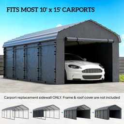 image-Carport Replacement Sidewall Panel - Dark Gray, PE Fabric, 4 Panels